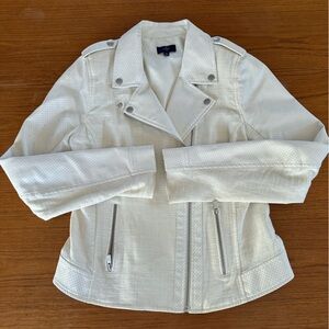 NYDJ Women's Cream Leather Jacket